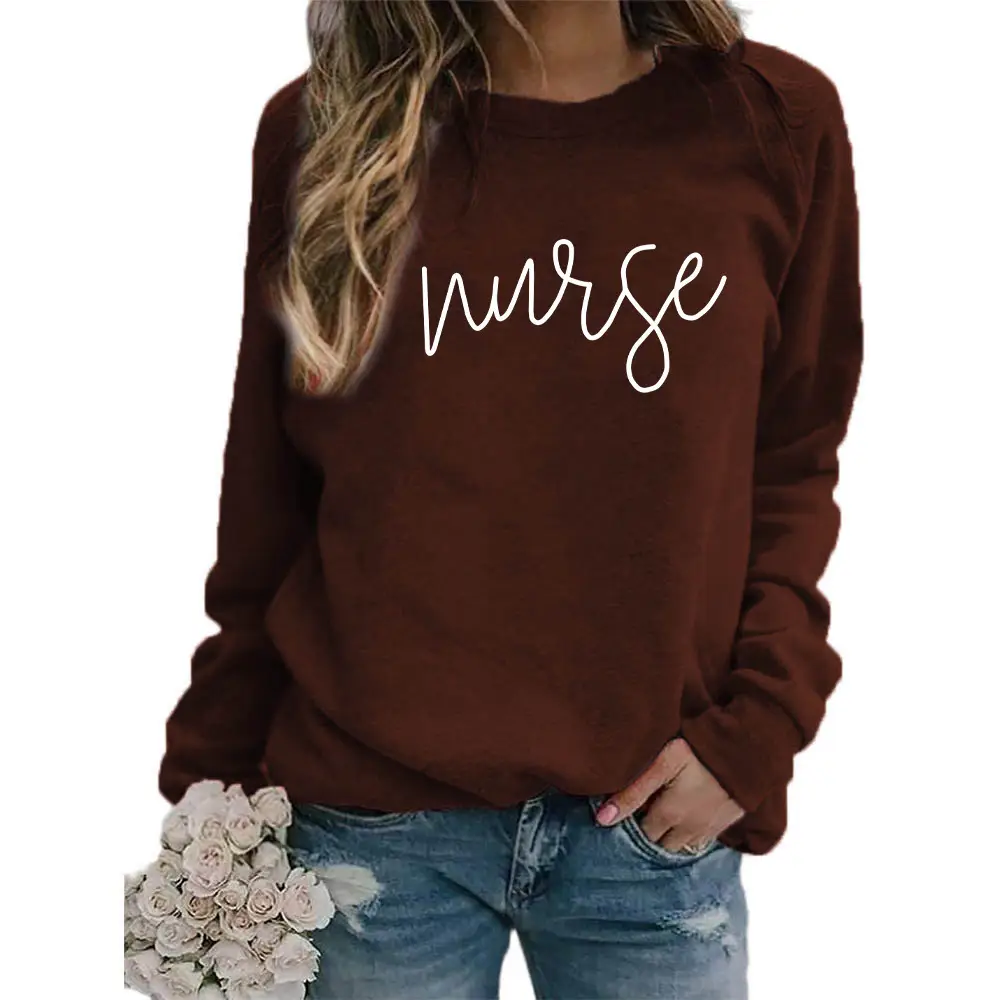 Nurse Printed Green Sweatshirt Plus Size Loose Fit — feature 18