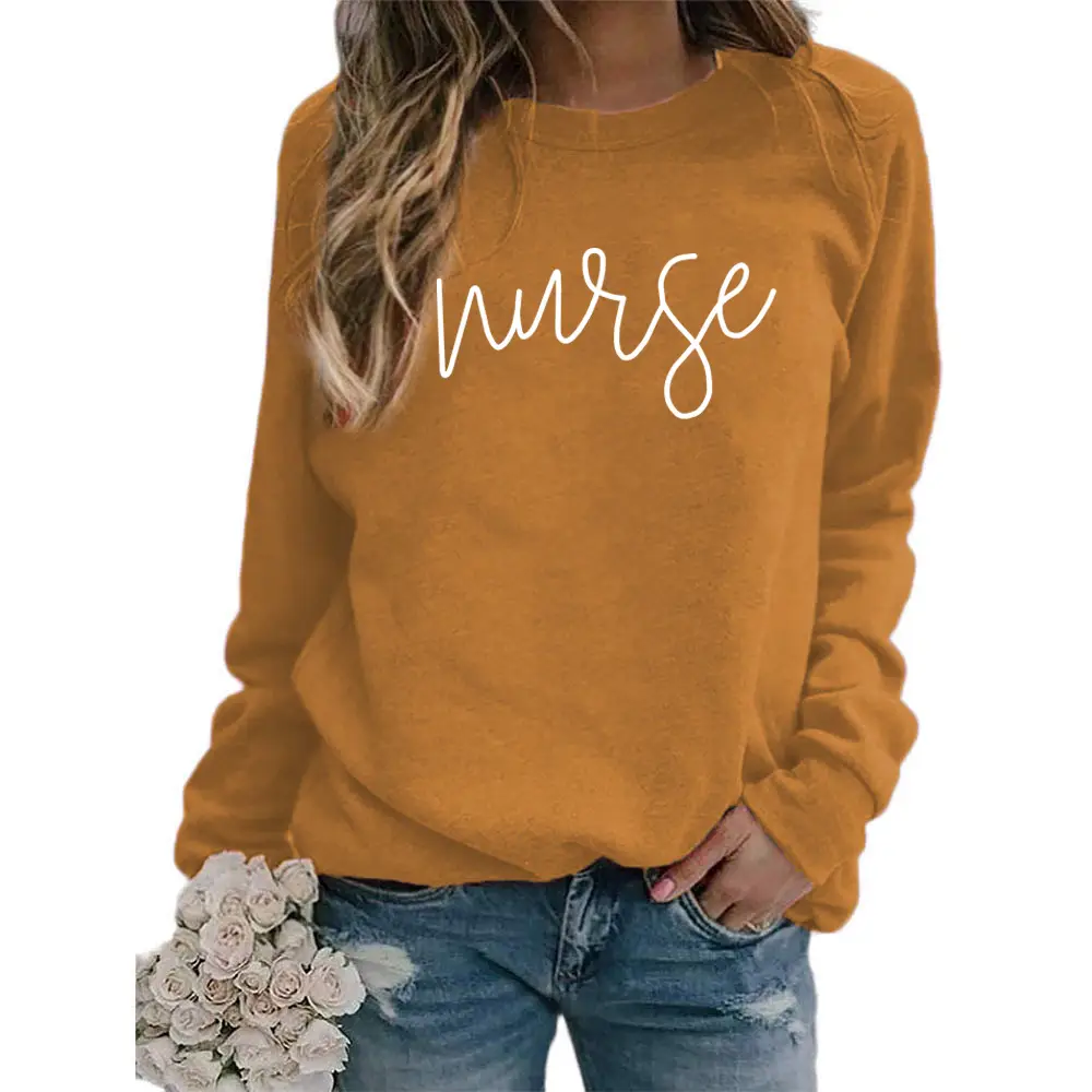 Nurse Printed Green Sweatshirt Plus Size Loose Fit