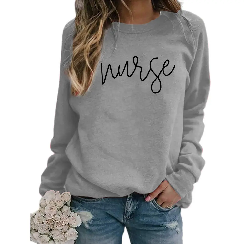 Nurse Printed Green Sweatshirt Plus Size Loose Fit — feature 20