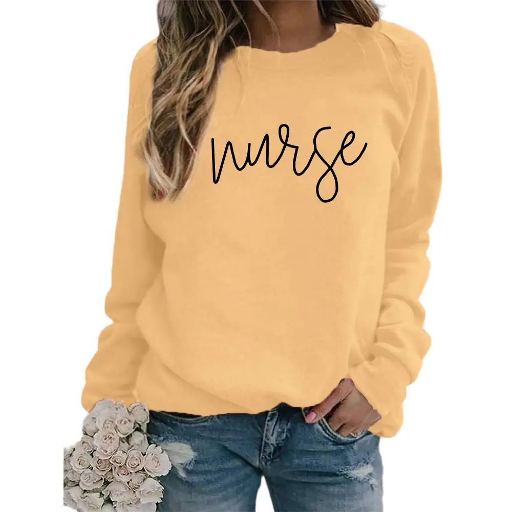 Nurse Printed Green Sweatshirt Plus Size Loose Fit — feature 14