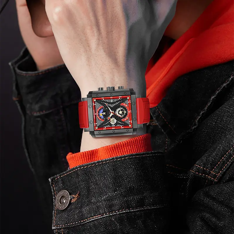 Men's Blue Silicone Moon Watch with Multi-Function Display - Image 3