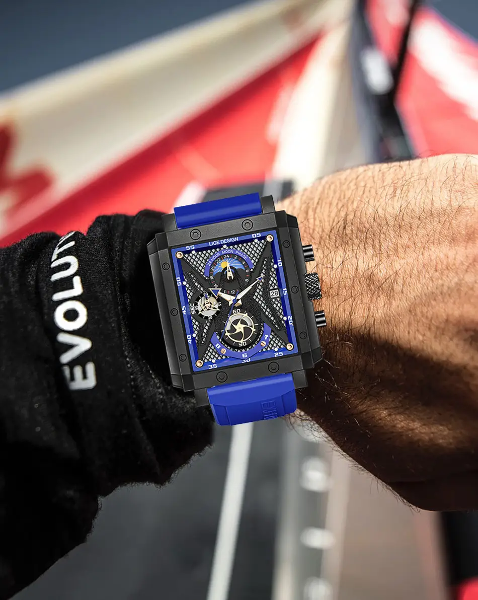 Men's Blue Silicone Moon Watch with Multi-Function Display — feature 10