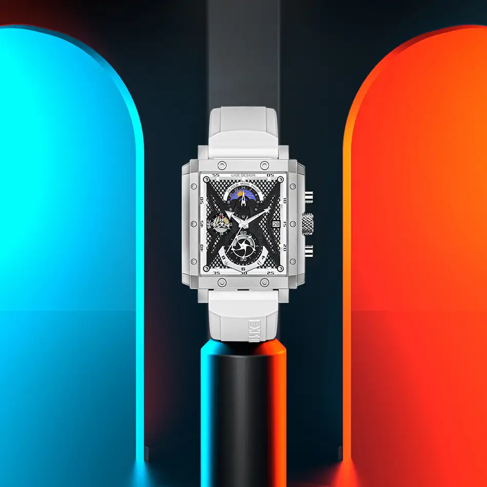 Men's Blue Silicone Moon Watch with Multi-Function Display — feature 21