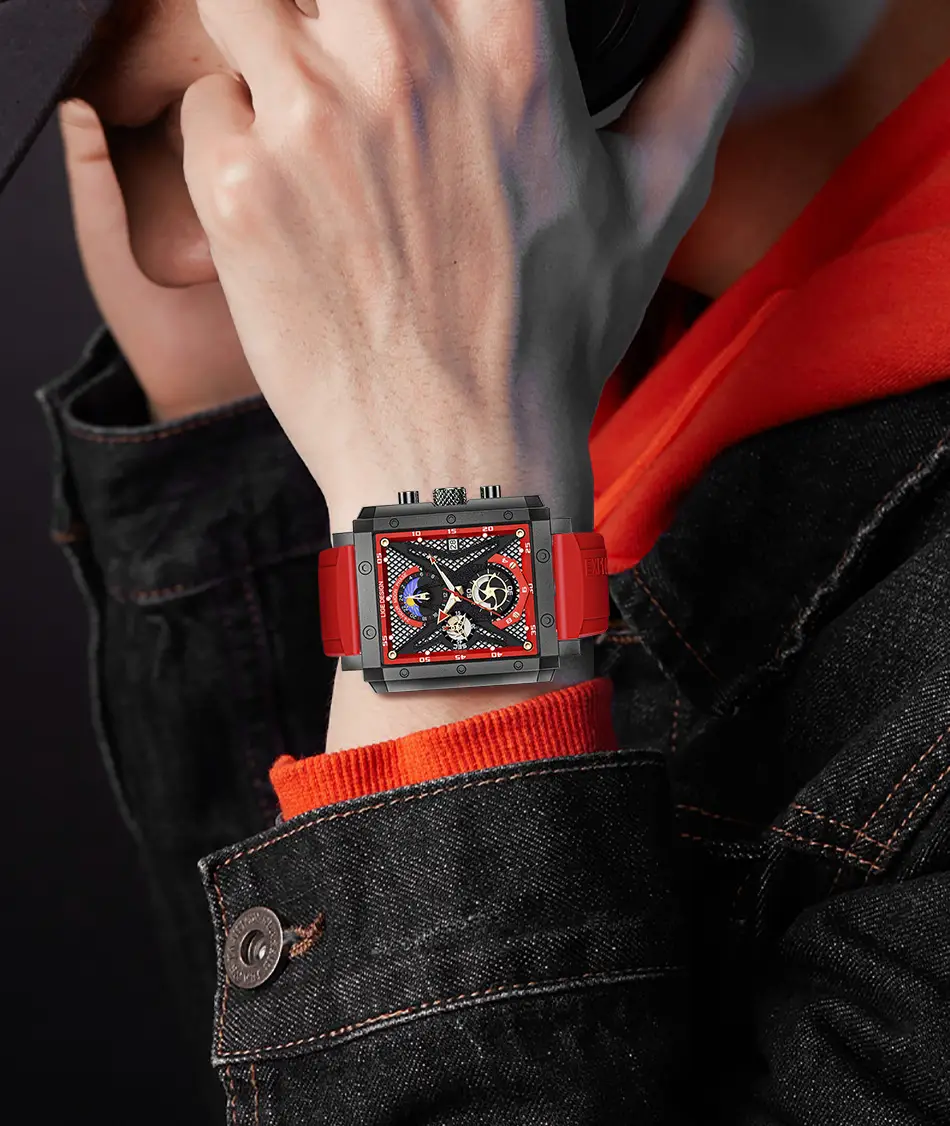 Men's Blue Silicone Moon Watch with Multi-Function Display — feature 9