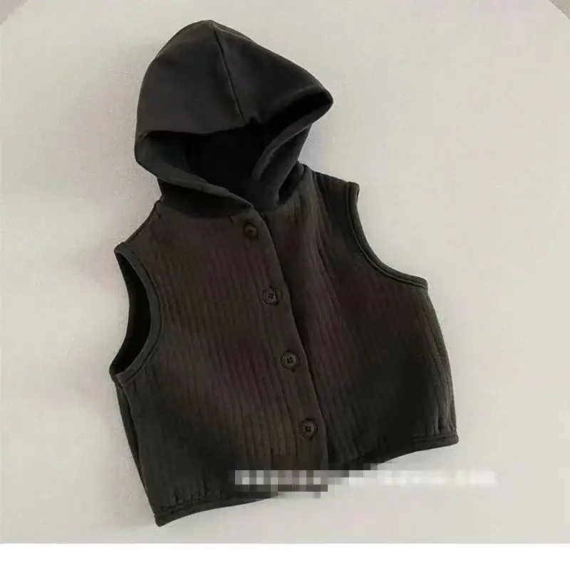 Korean Baby Hooded Vest Cream Spring Autumn Wear - Image 6