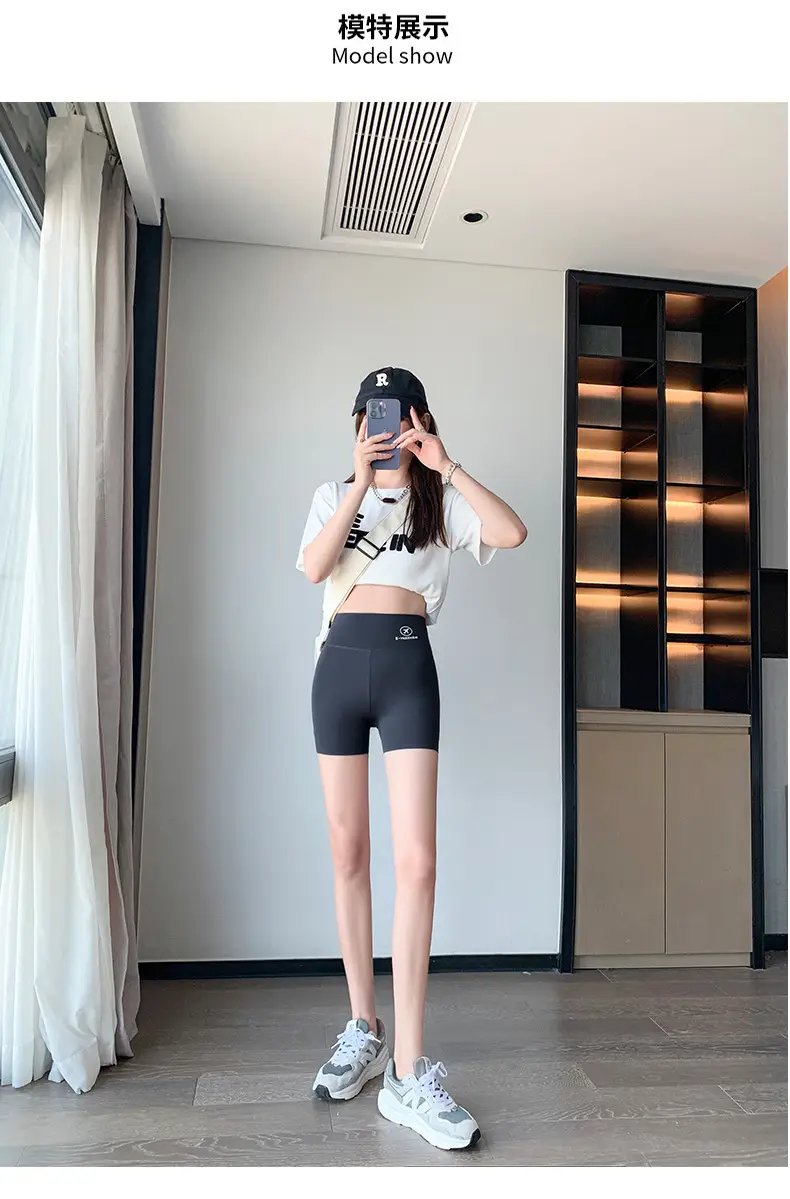 Women's Black Stretch High Waist Shorts with Light-Proof Design — feature 16