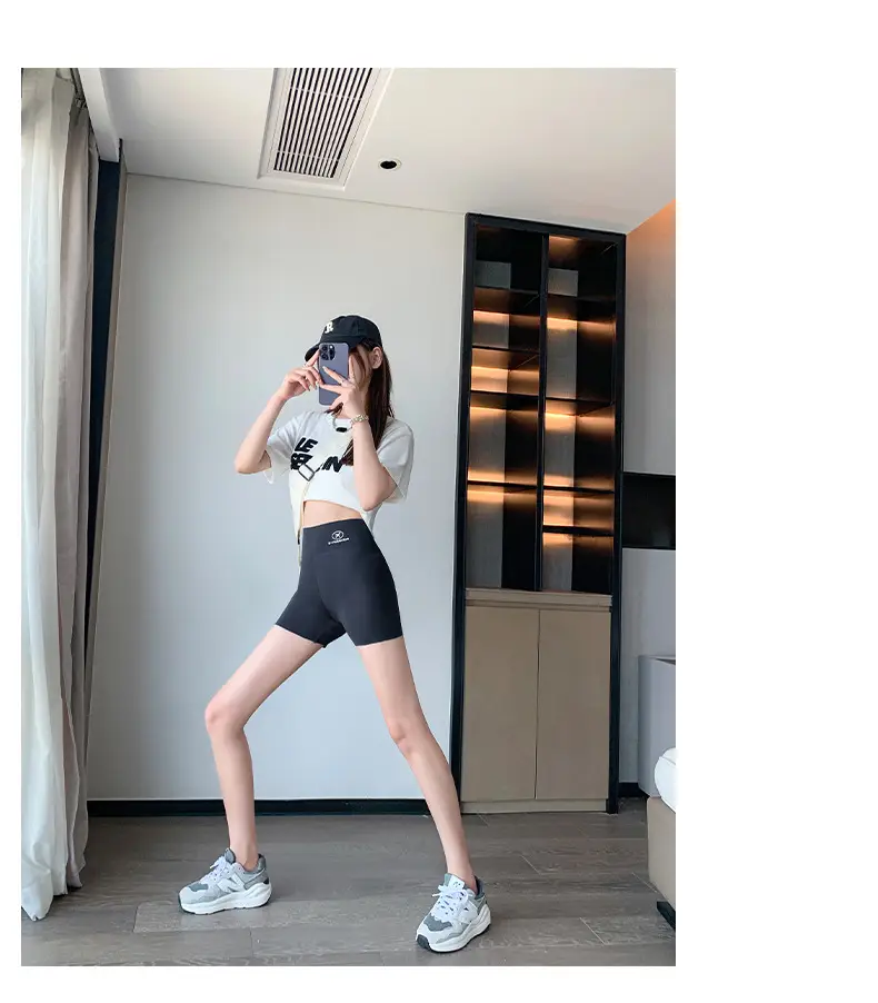 Women's Black Stretch High Waist Shorts with Light-Proof Design — feature 19