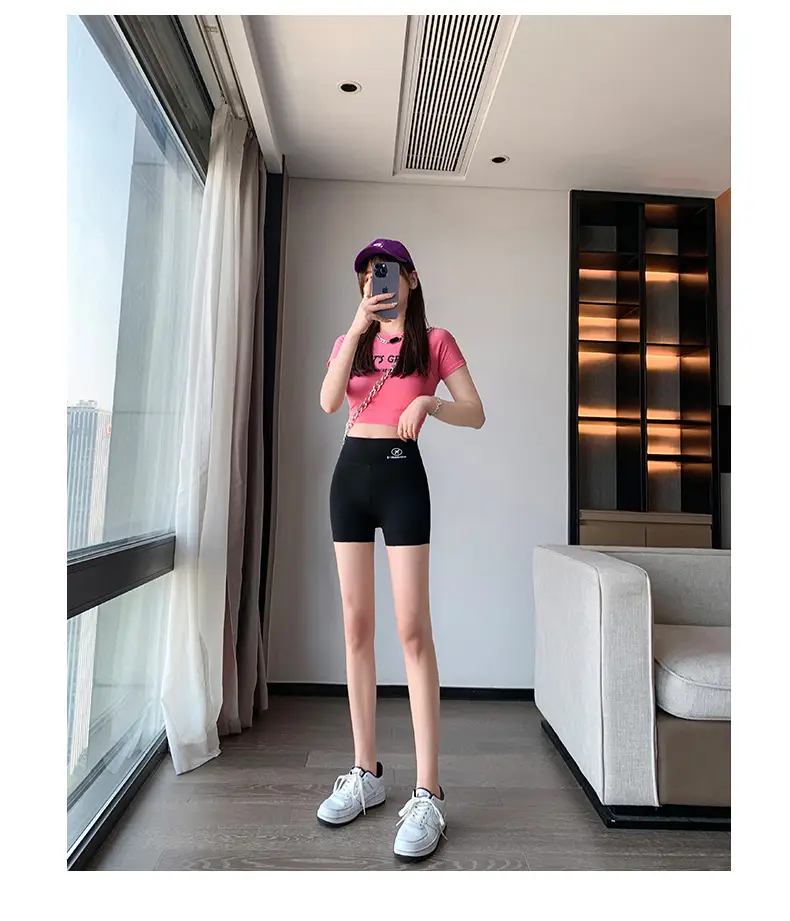 Women's Black Stretch High Waist Shorts with Light-Proof Design — feature 20