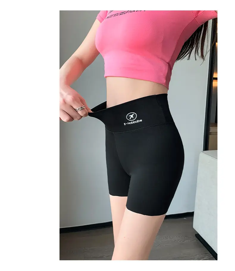 Women's Black Stretch High Waist Shorts with Light-Proof Design — feature 22