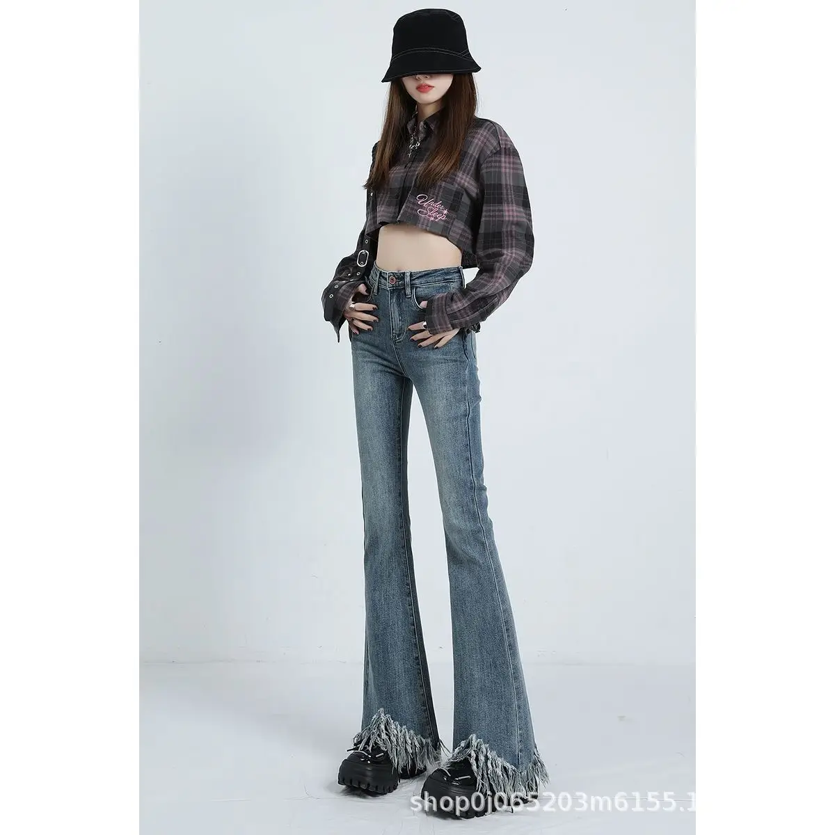 Black Micro La Jeans Women's Flared Pants for Petite — feature 4