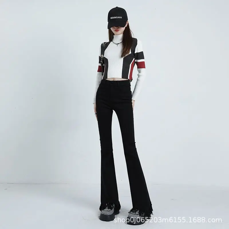 Black Micro La Jeans Women's Flared Pants for Petite — feature 6