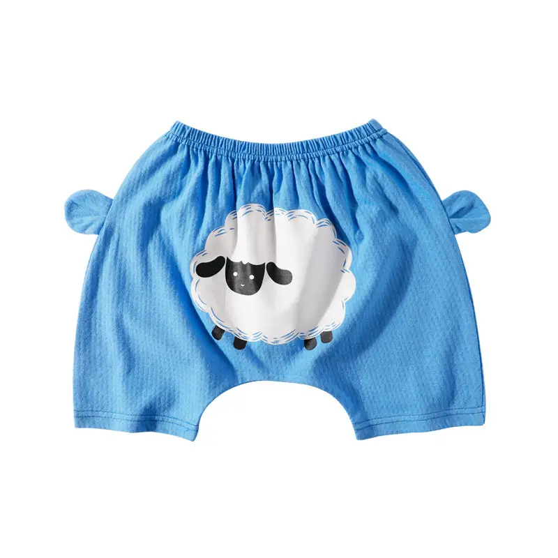 Blue Sheep Print Cotton Shorts for Boys Girls Summer - Image 13