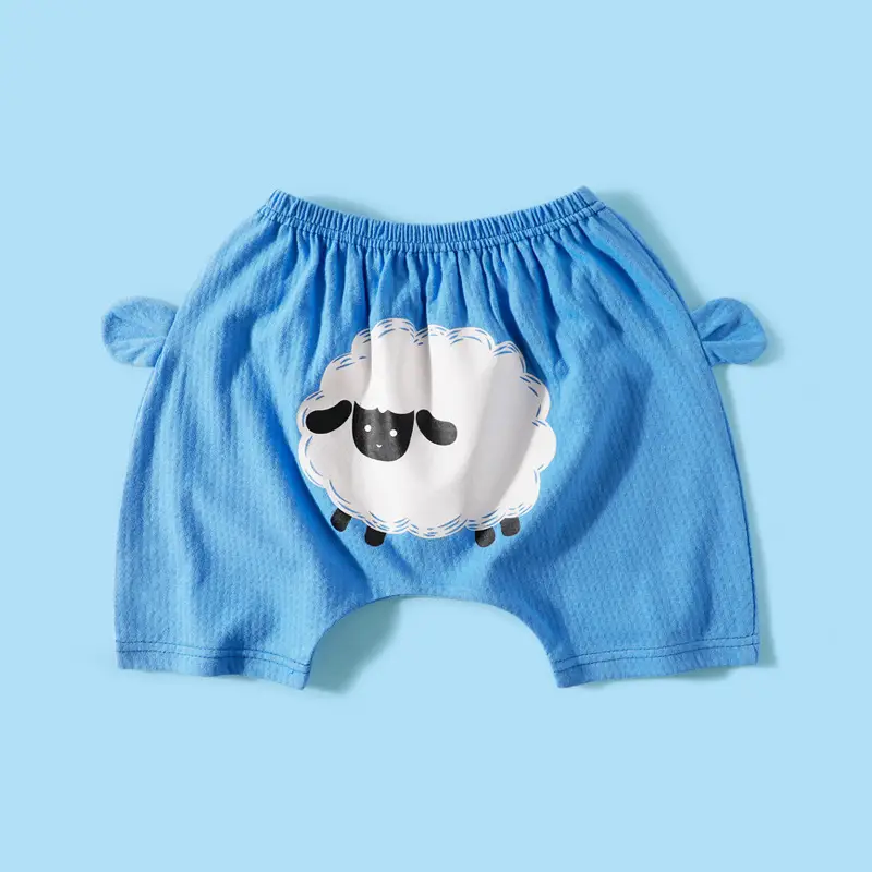 Blue Sheep Print Cotton Shorts for Boys Girls Summer - Image 3