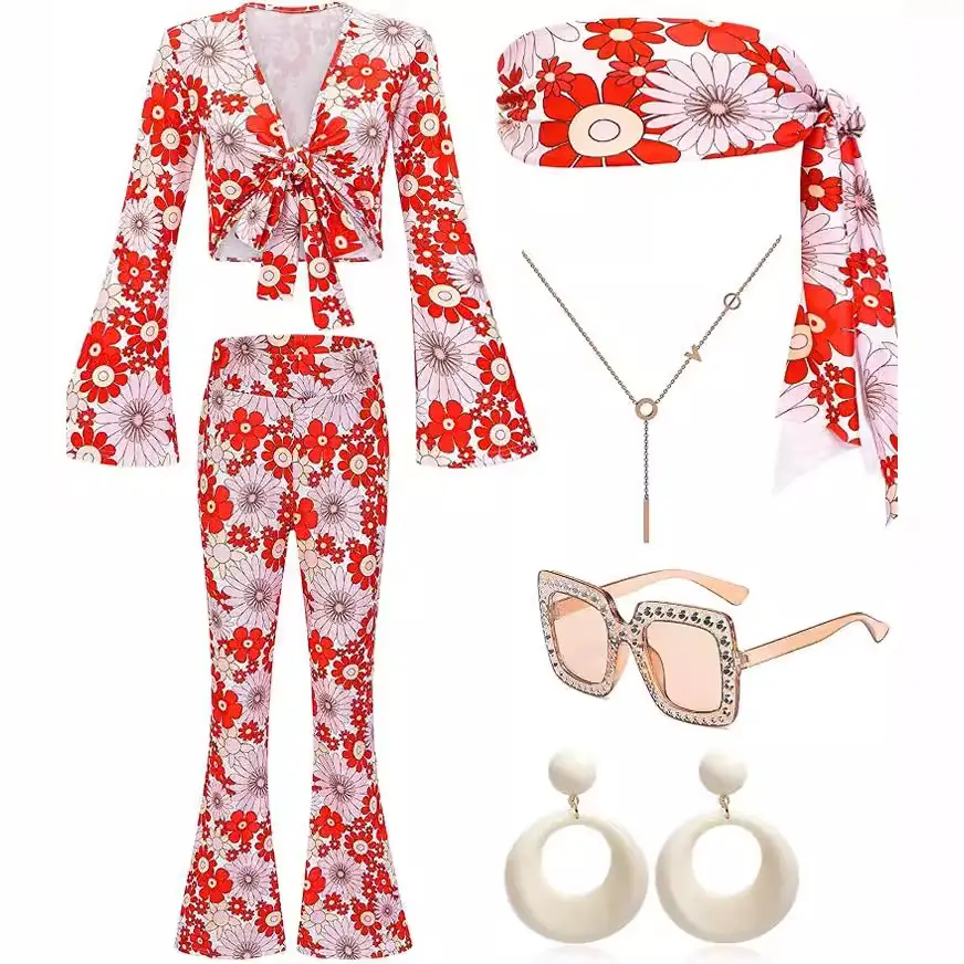 Pink Printed 3-Piece Women's T-Shirt Pants Suit Set - Image 6