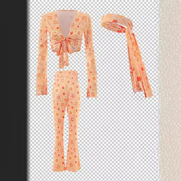 Pink Printed 3-Piece Women's T-Shirt Pants Suit Set - Image 8
