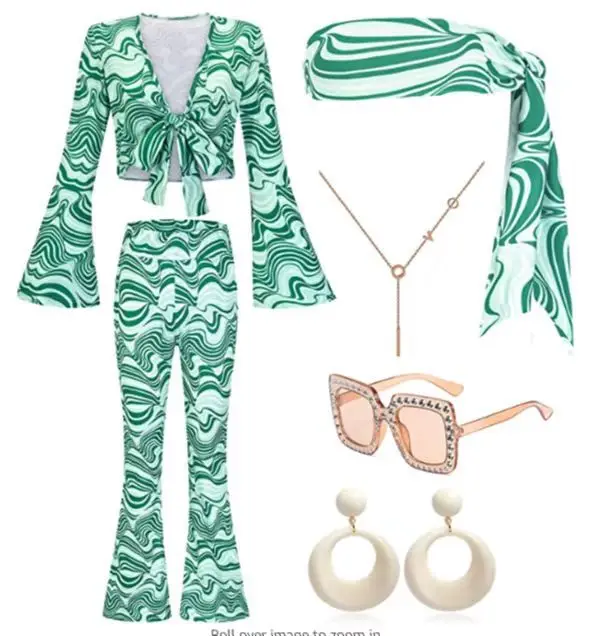 Pink Printed 3-Piece Women's T-Shirt Pants Suit Set — feature 2