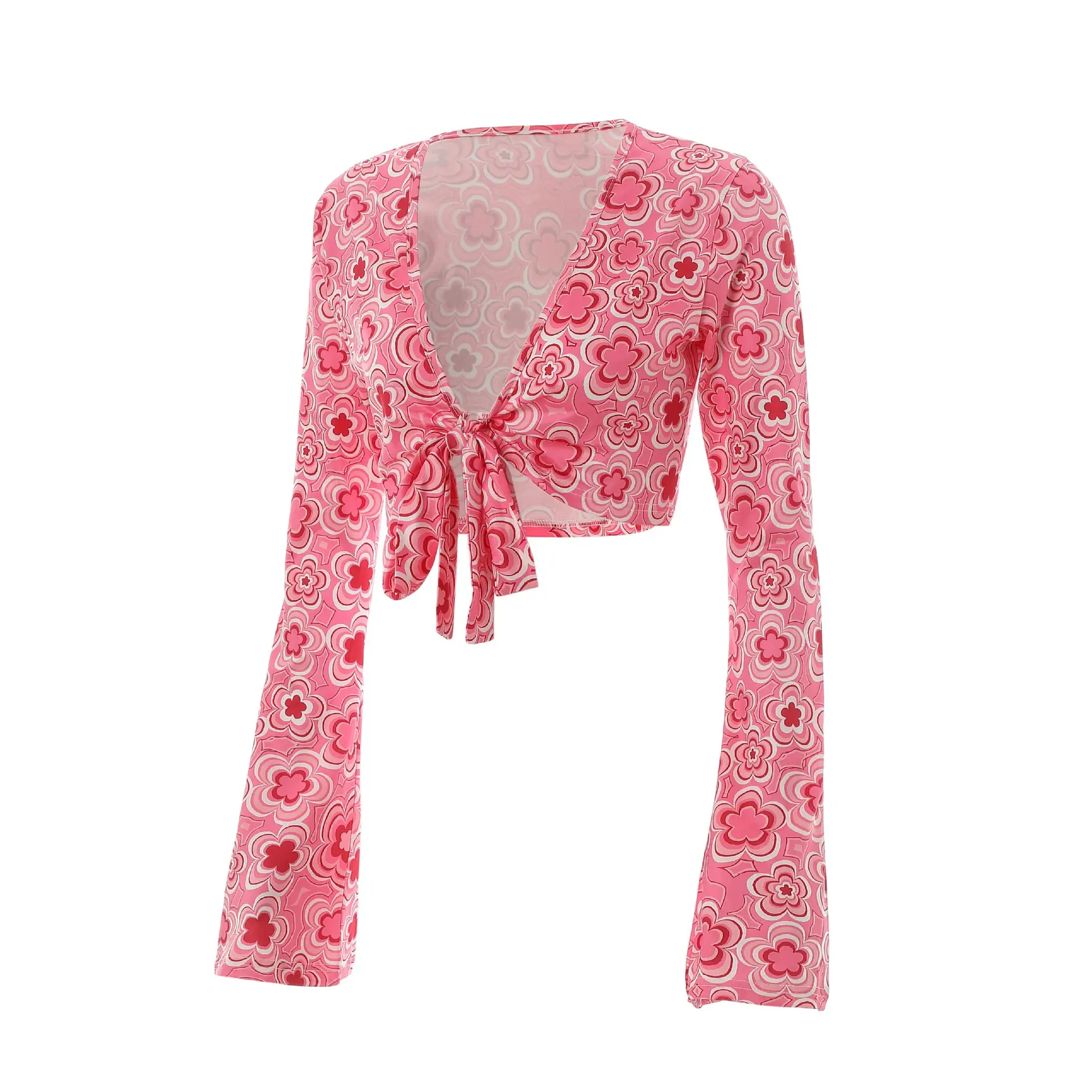 Pink Printed 3-Piece Women's T-Shirt Pants Suit Set — feature 28