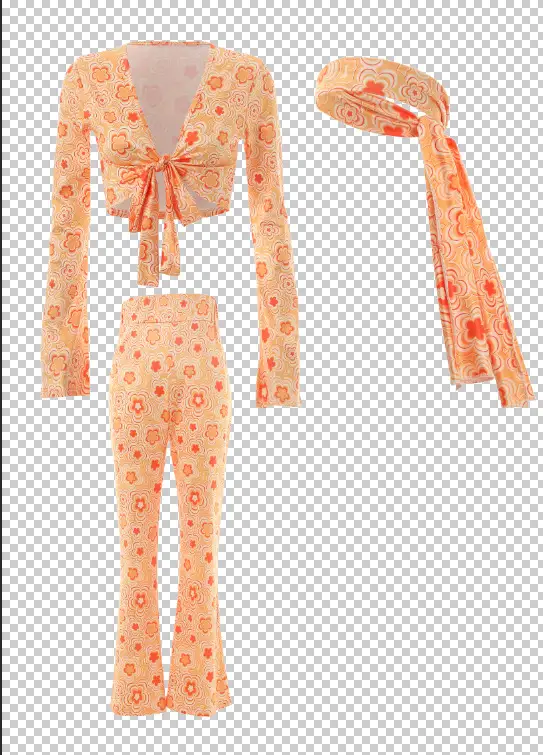 Pink Printed 3-Piece Women's T-Shirt Pants Suit Set - Image 4