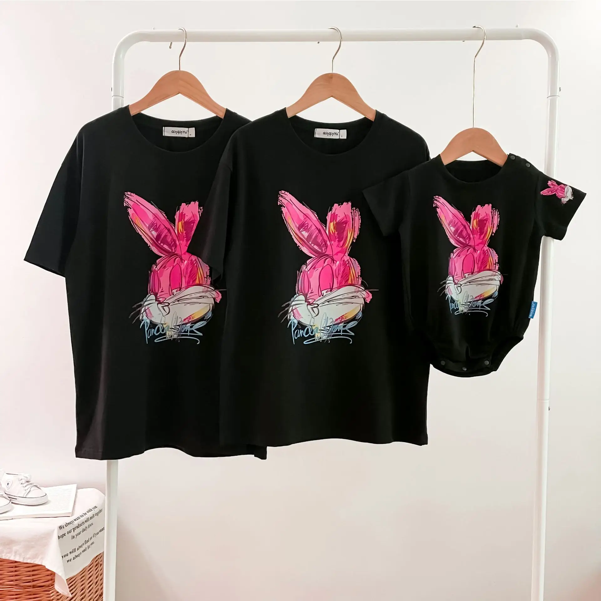 Rabbit Print Cotton T-Shirt Set for Kids — feature 11