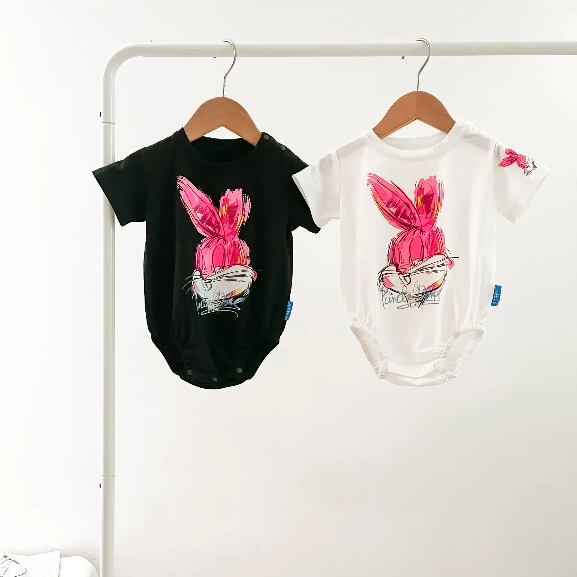 Rabbit Print Cotton T-Shirt Set for Kids — feature 13