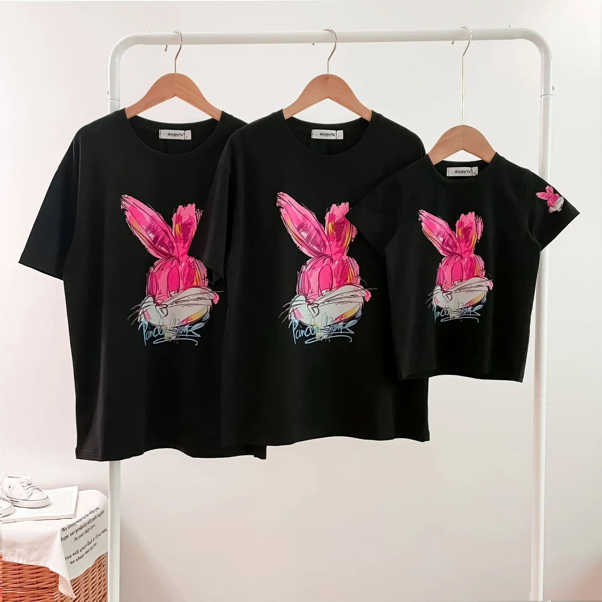 Rabbit Print Cotton T-Shirt Set for Kids — feature 15