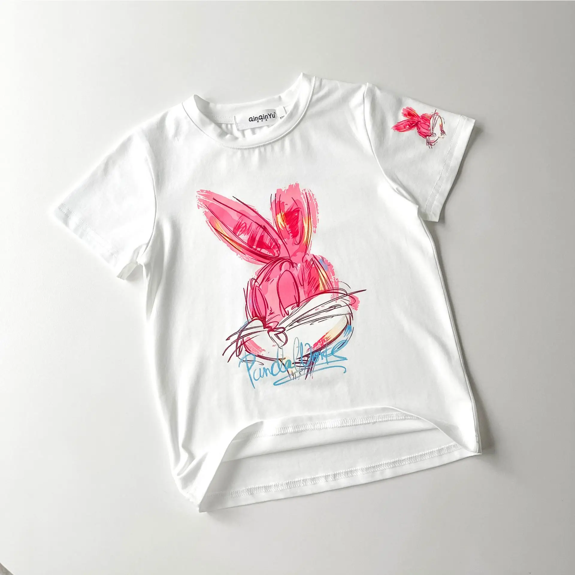 Rabbit Print Cotton T-Shirt Set for Kids — feature 16