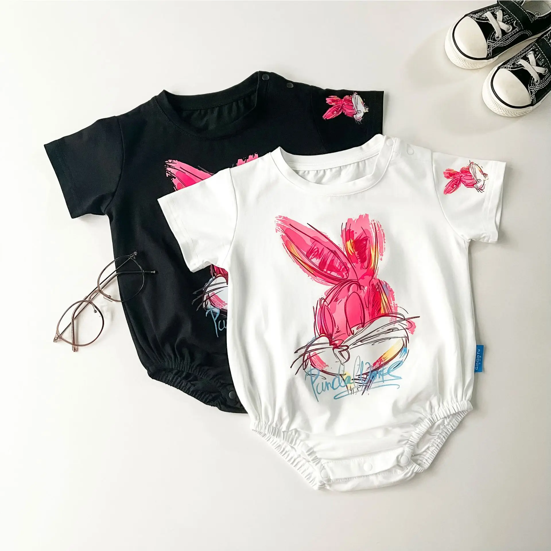 Rabbit Print Cotton T-Shirt Set for Kids — feature 19
