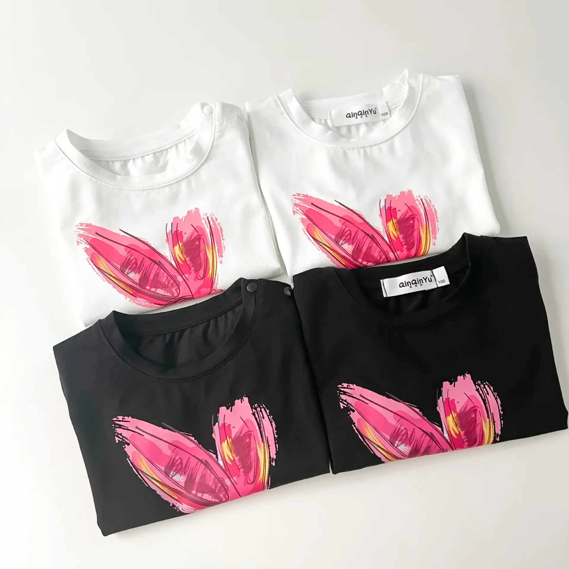 Rabbit Print Cotton T-Shirt Set for Kids — feature 28