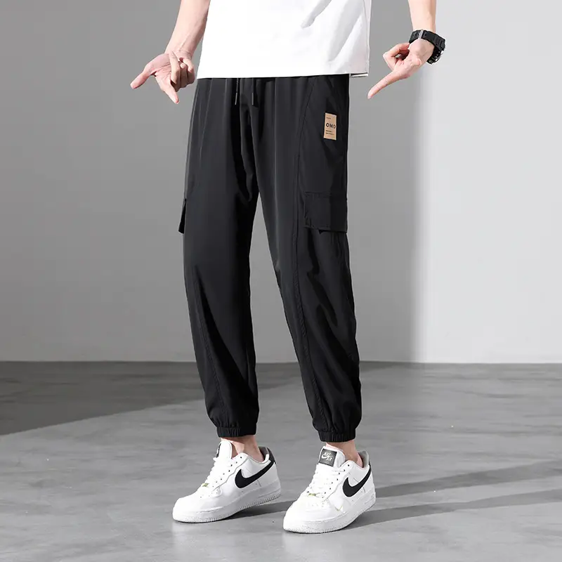 Men Ice Silk Plus Size Pants Grey 2023 - Image 6