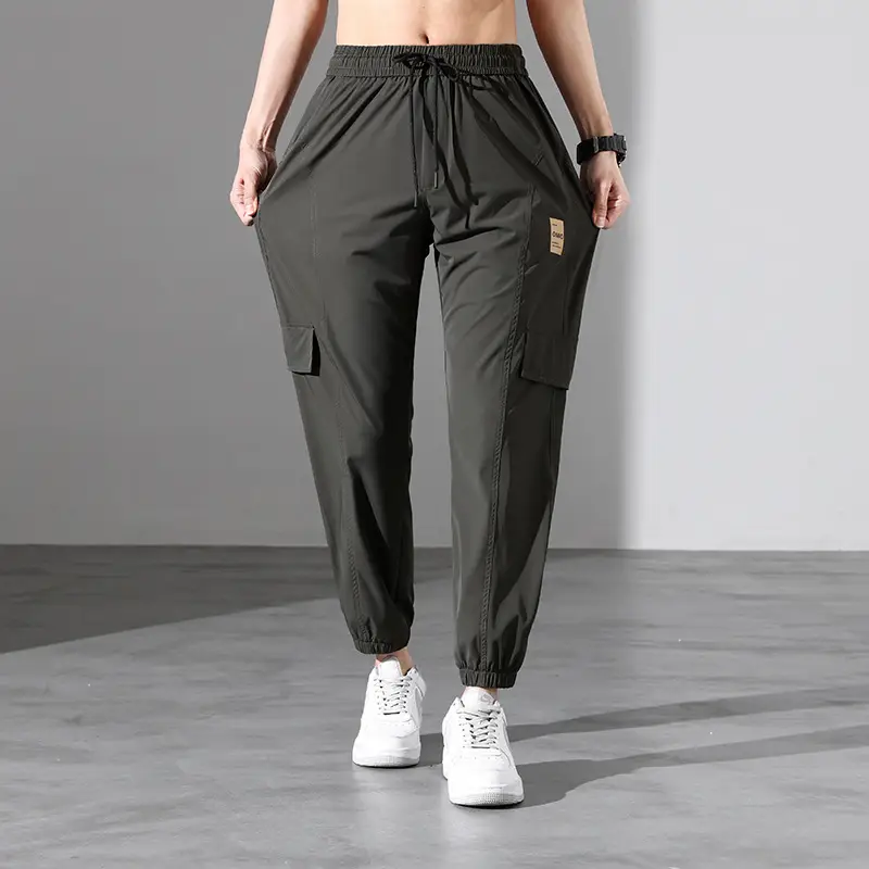 Men Ice Silk Plus Size Pants Grey 2023 - Image 8