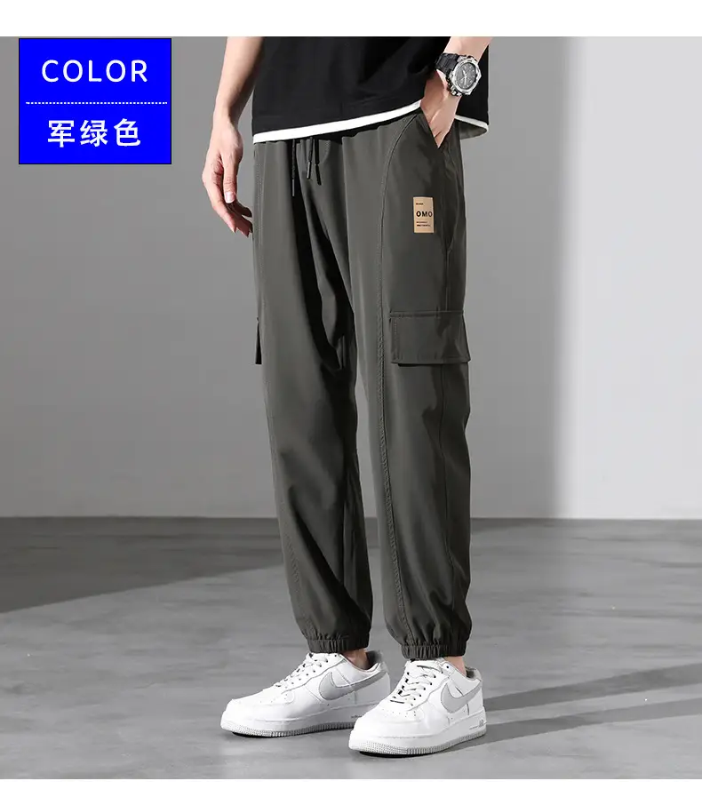 Men Ice Silk Plus Size Pants Grey 2023 — feature 12