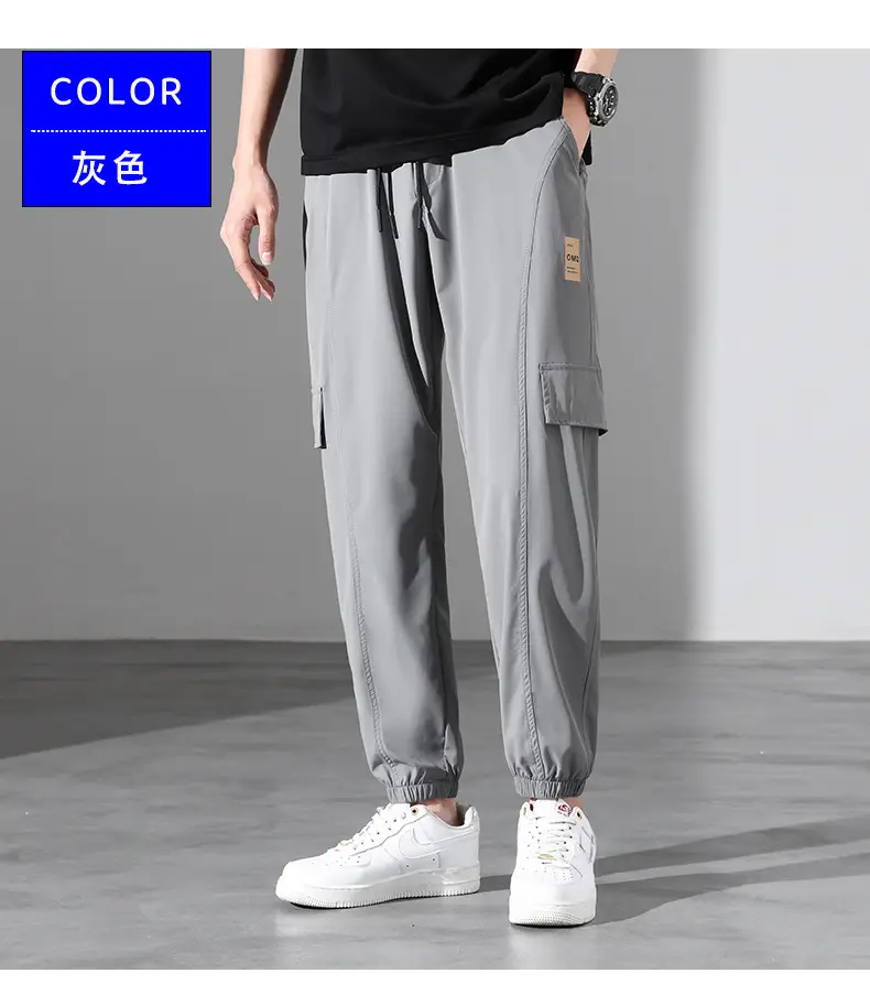 Men Ice Silk Plus Size Pants Grey 2023 — feature 15