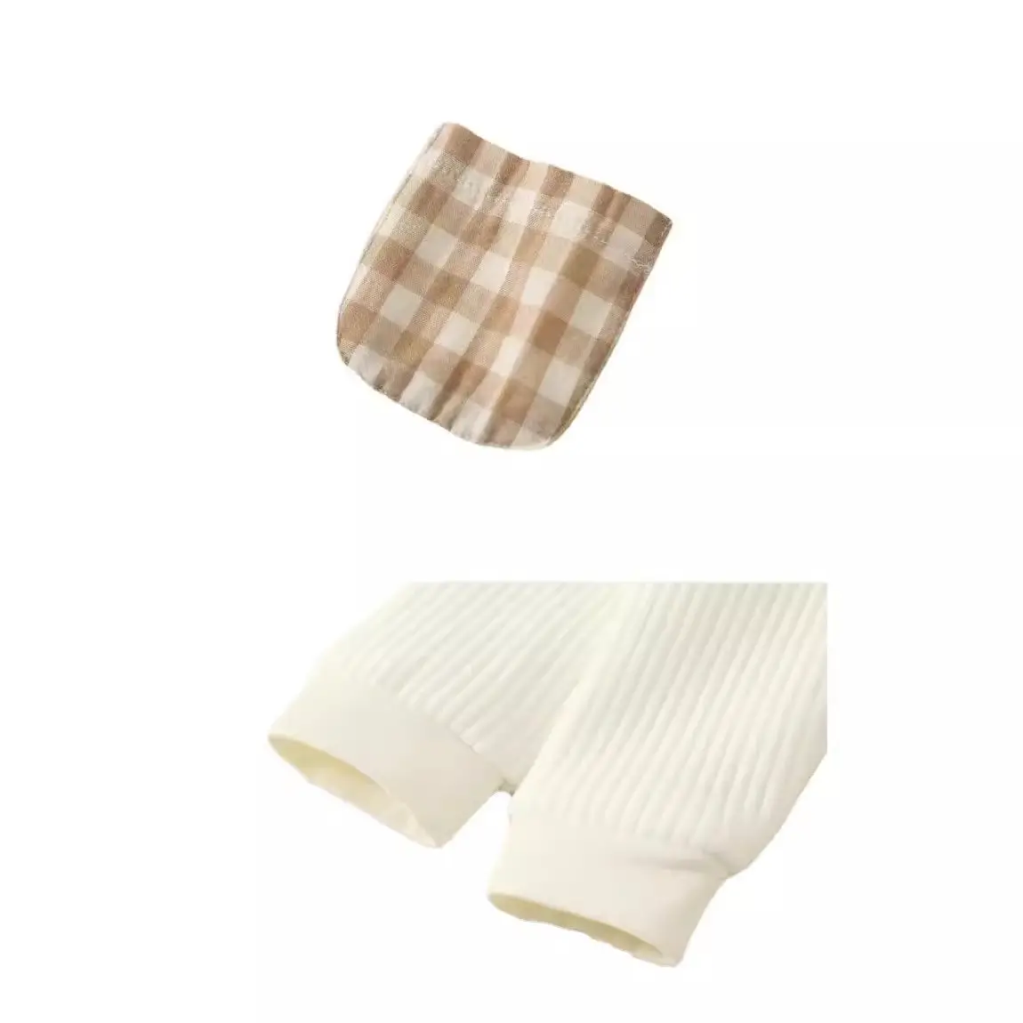 Newborn Romper Suit Plaid Round Neck Cuffs - Image 5