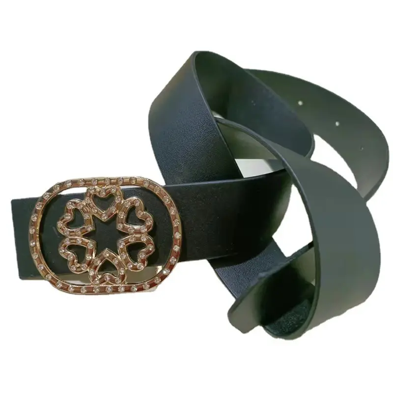 Women's Black Leather Belt with Crystal Headband - Image 6