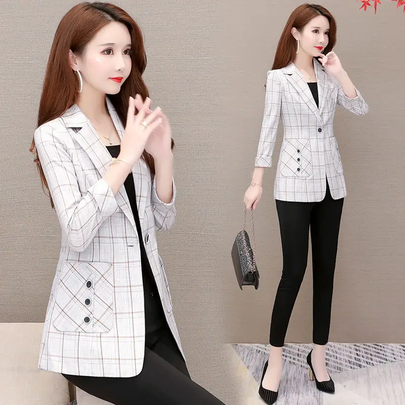 Women Plaid Slim Fit Jacket Small Medium Large - Image 3
