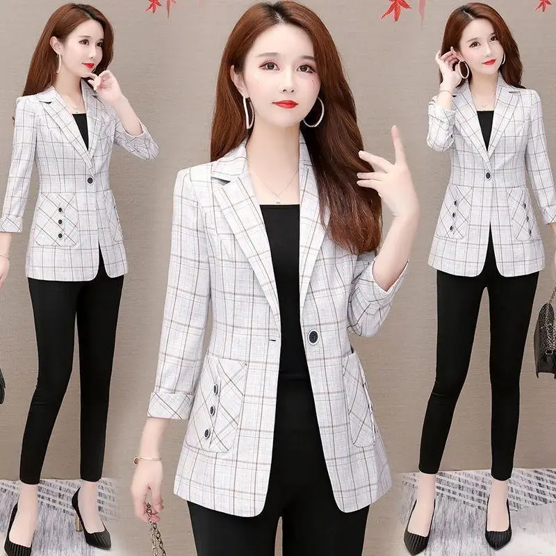 Women Plaid Slim Fit Jacket Small Medium Large - Image 4