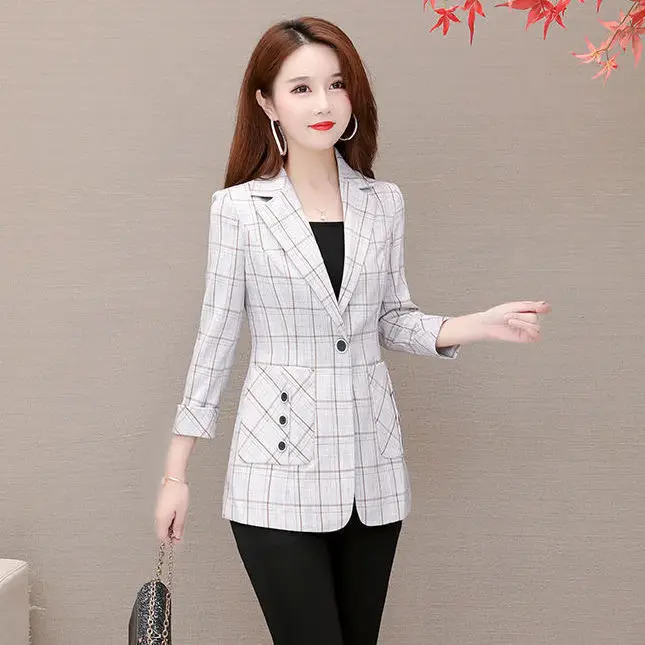 Women Plaid Slim Fit Jacket Small Medium Large - Image 5
