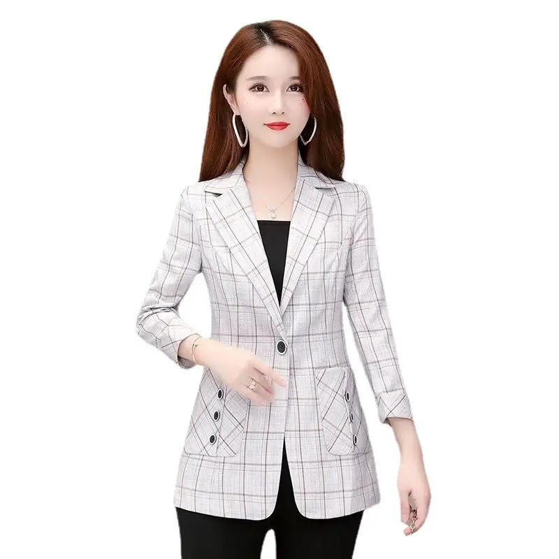 Women Plaid Slim Fit Jacket Small Medium Large - Image 6