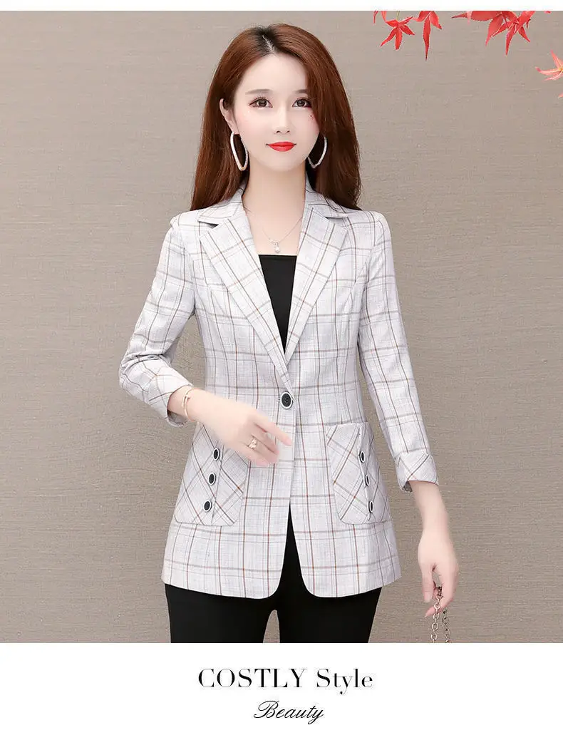 Women Plaid Slim Fit Jacket Small Medium Large — feature 10