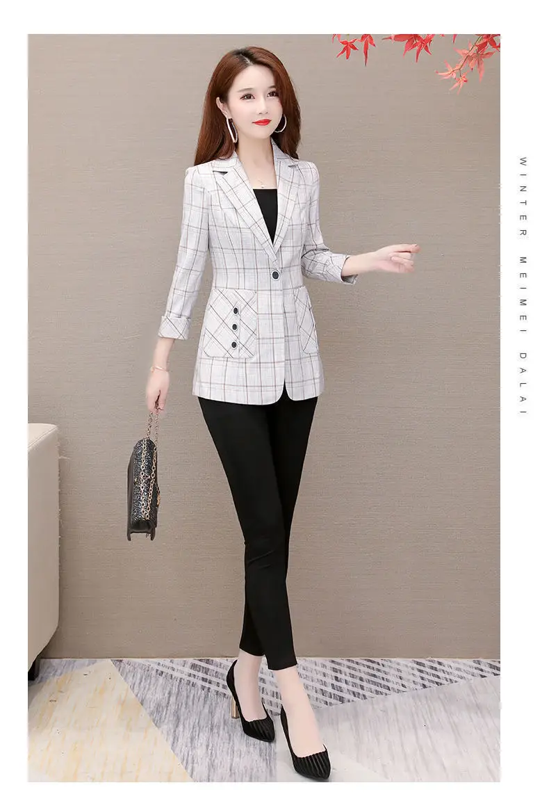 Women Plaid Slim Fit Jacket Small Medium Large — feature 11