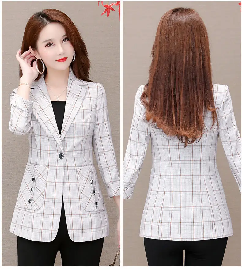 Women Plaid Slim Fit Jacket Small Medium Large — feature 12
