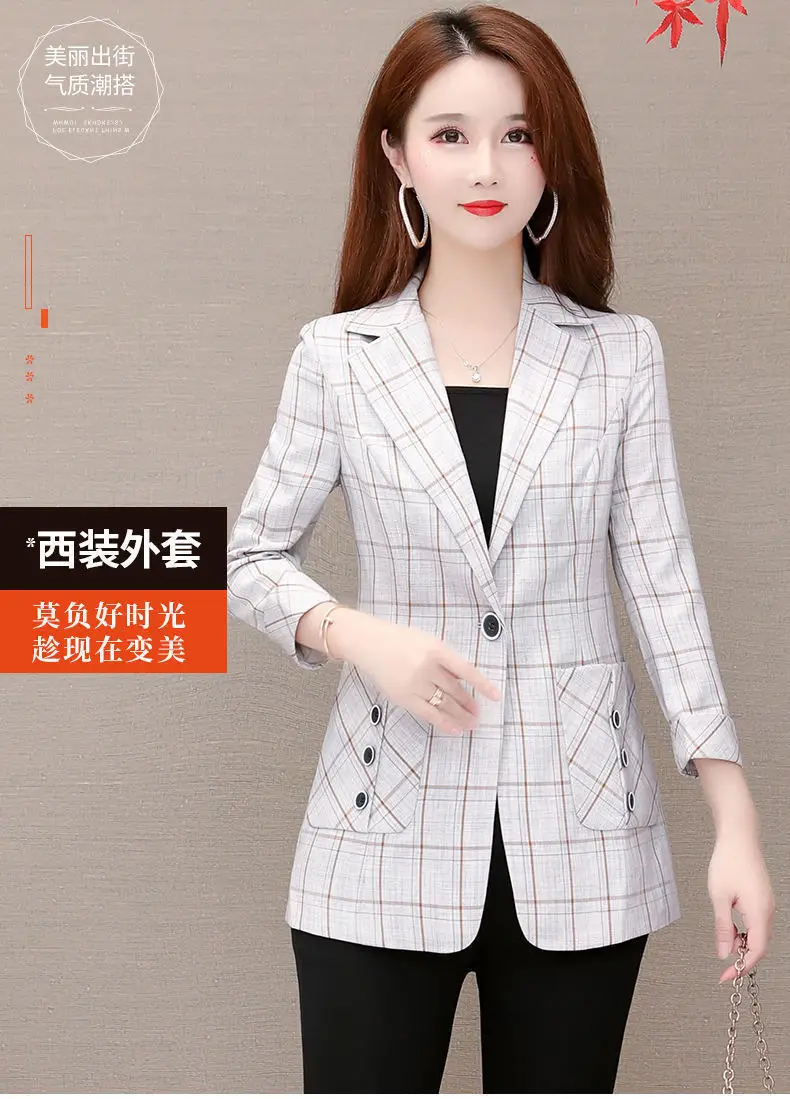 Women Plaid Slim Fit Jacket Small Medium Large — feature 4