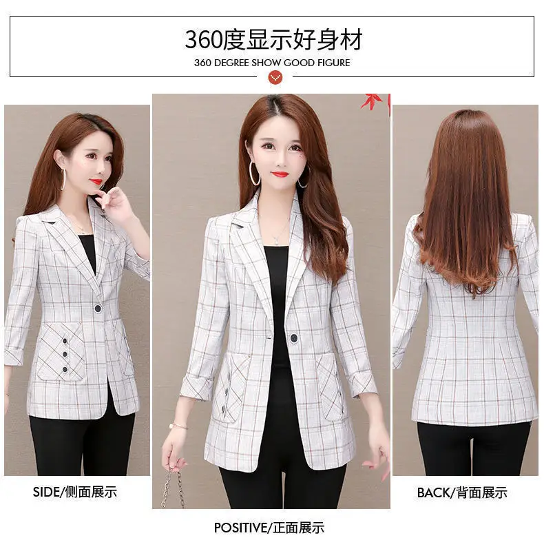 Women Plaid Slim Fit Jacket Small Medium Large — feature 6