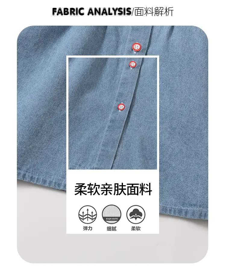 Girls Denim Skirt Blue Heart Collar Medium Small — feature 4