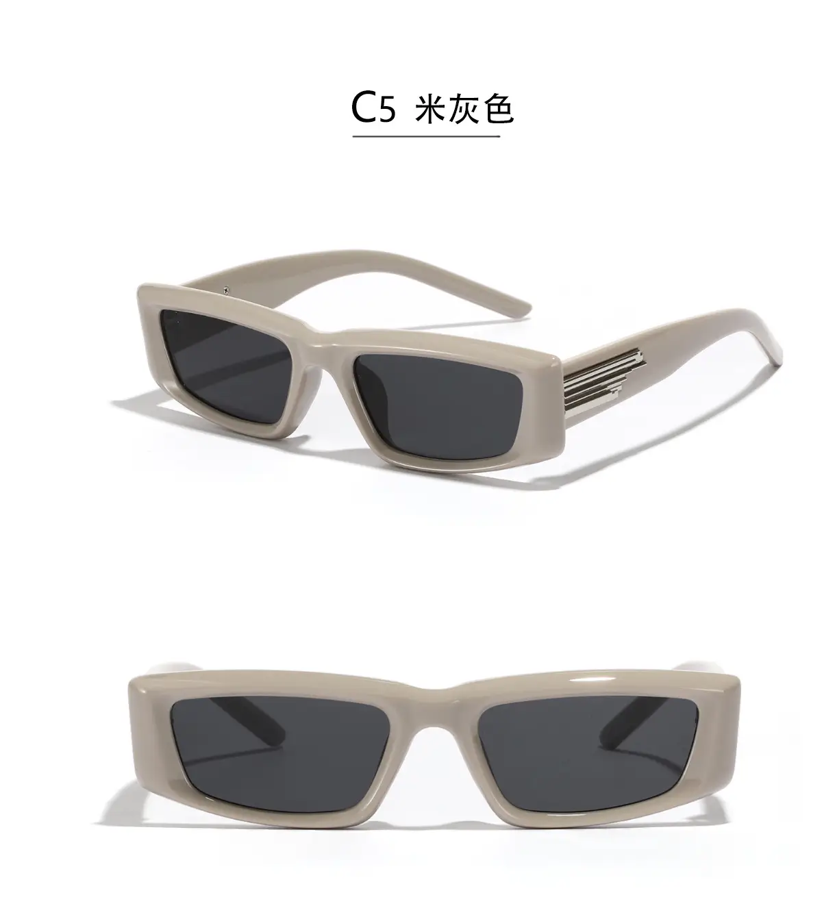 Men's Grey Square Sunglasses Dark Lenses Y2K — feature 11