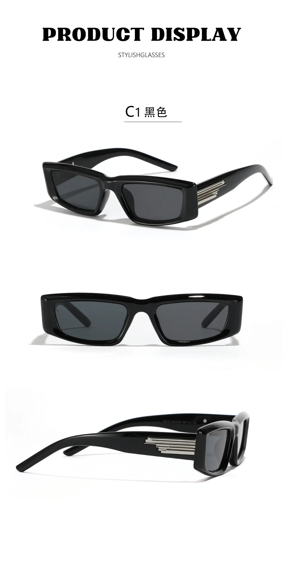 Men's Grey Square Sunglasses Dark Lenses Y2K — feature 7