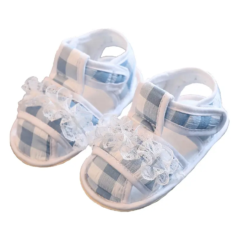 Baby Sandals Red White Checkered Knitted Soft Rubber