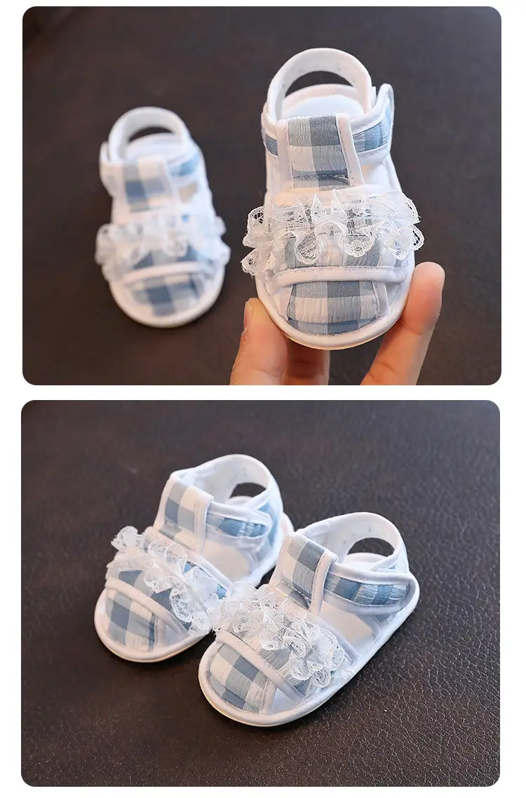 Baby Sandals Red White Checkered Knitted Soft Rubber — feature 13
