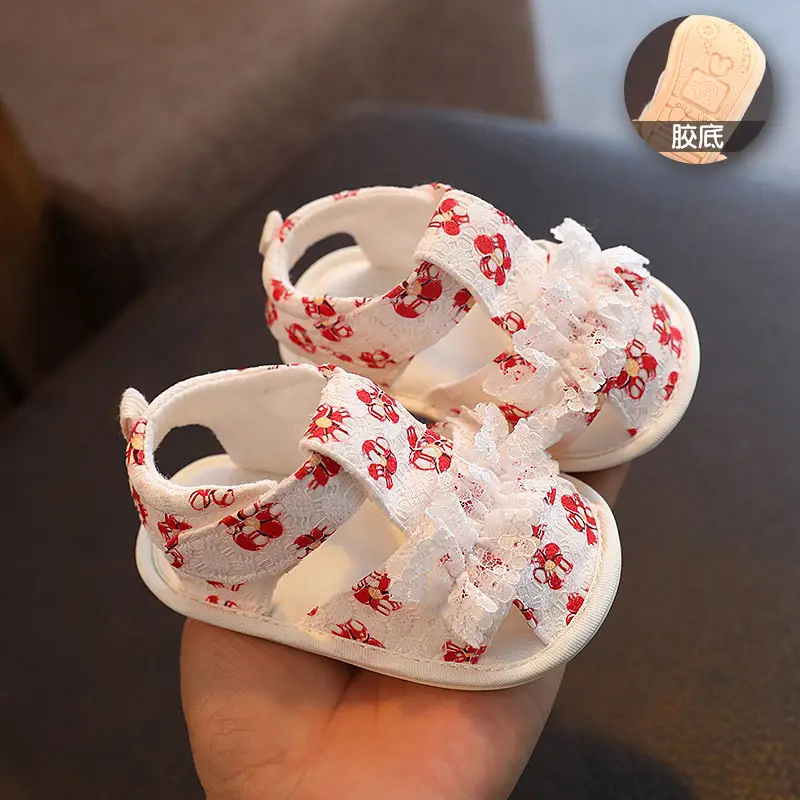 Baby Sandals Red White Checkered Knitted Soft Rubber — feature 16