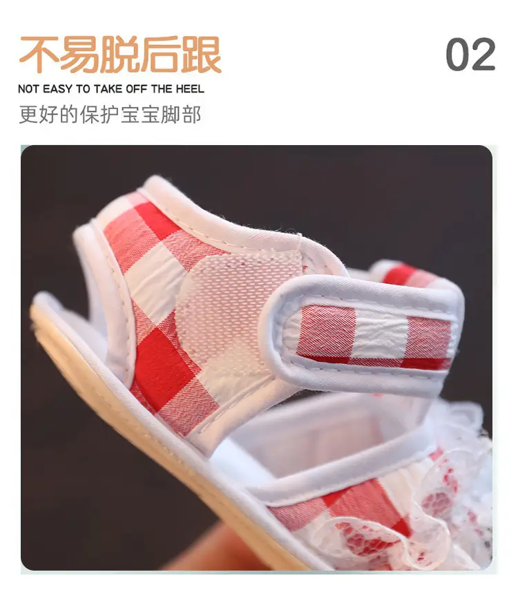 Baby Sandals Red White Checkered Knitted Soft Rubber — feature 7